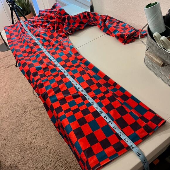 Hutch Velvet Check Bright Colored Wide Leg Strapless Jumpsuit Size 16W - Picture 10 of 16